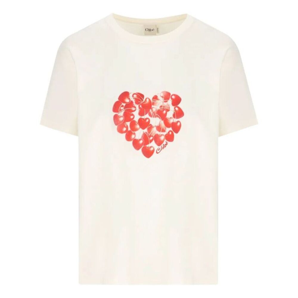 Cherries Print Cotton T-Shirt Women